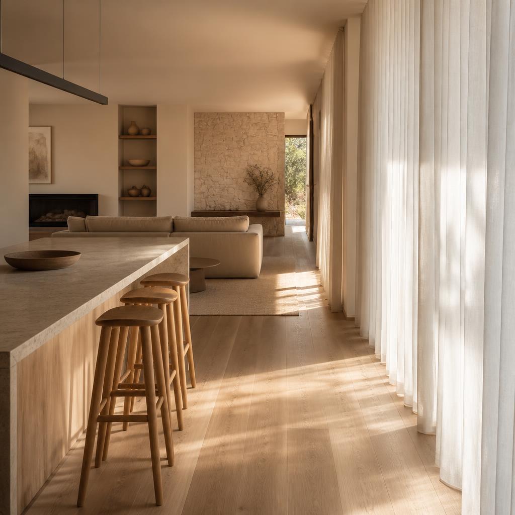 Sunlit, calm Australian home interior